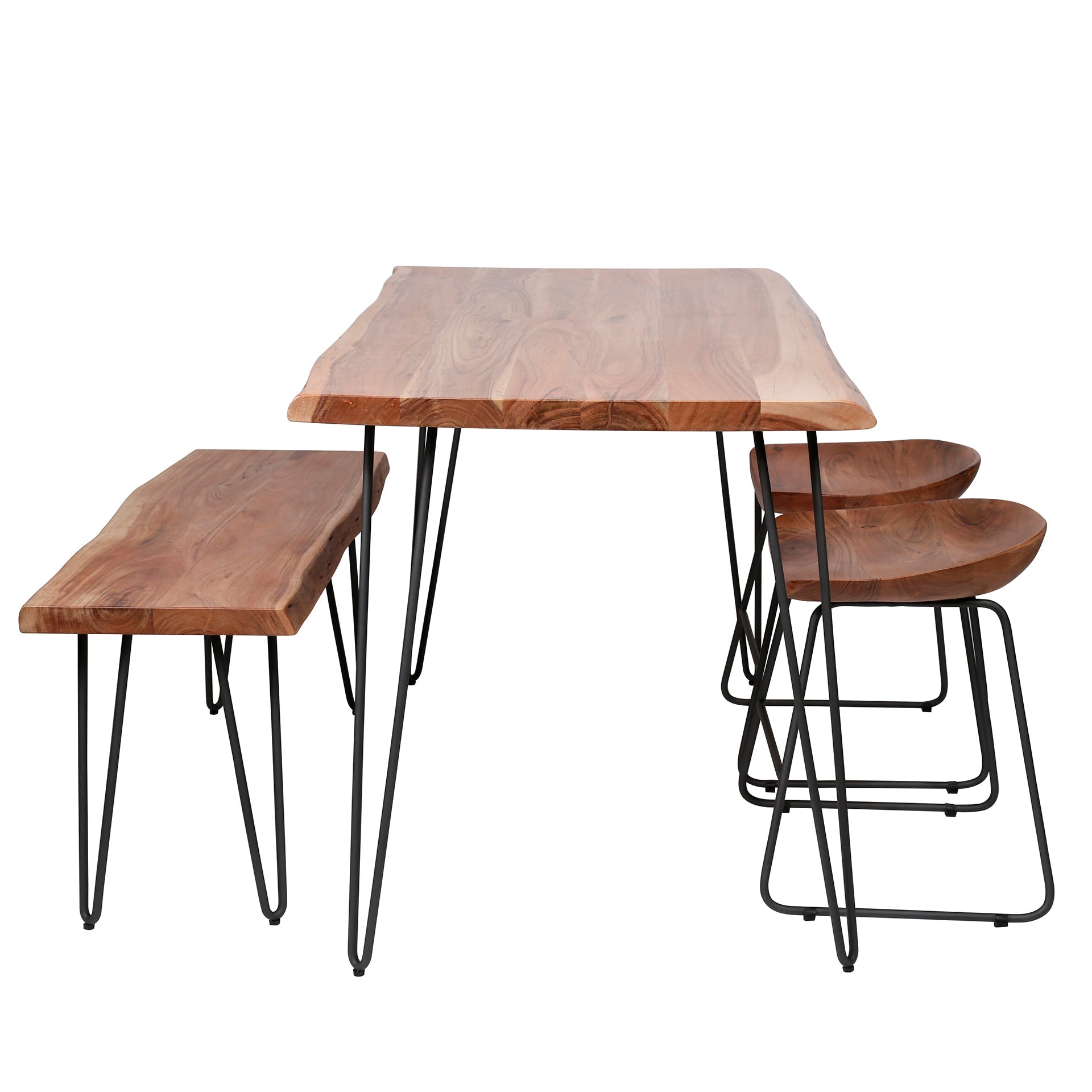 Spisebord i massiv akacietræ med naturkant